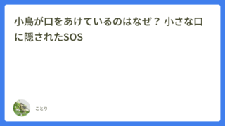 小鳥が口をあけているのはなぜ？ 小さな口に隠されたSOS